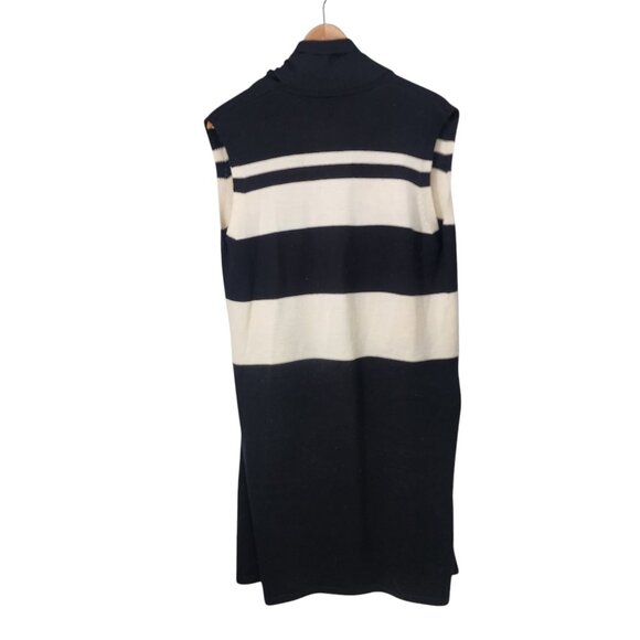 W By Worth Womens Sleeveless Wool/Cashmere Striped Open Front‎ Vest Cardigan S - Picture 2 of 6